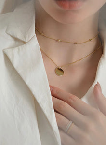 Gold Plated Bead + Pendant Duo Necklace