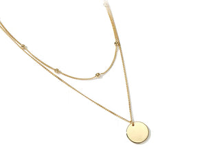 Gold Plated Bead + Pendant Duo Necklace