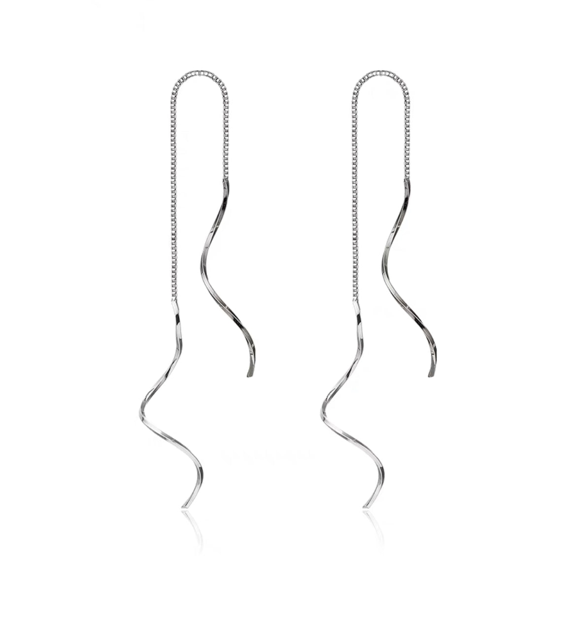 Silver Plated Swirl Thread Earrings