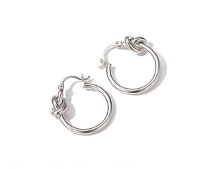 Silver Plated Knot Hoop Earrings