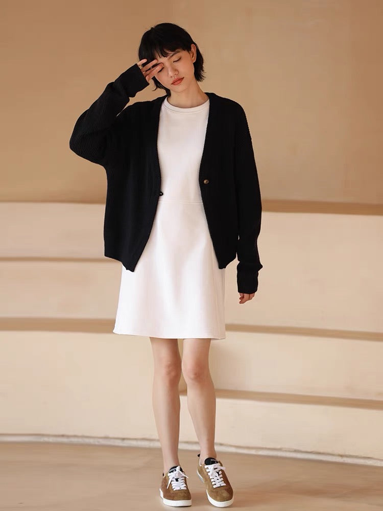 [Ready Stock] Mid Sleeve Shift Dress in White