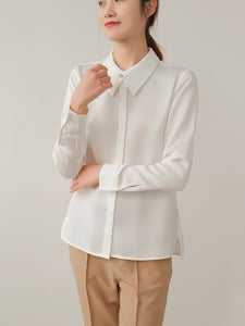 Collar Button Placket Shirt in White