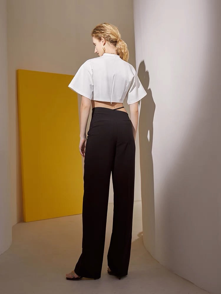 Leigh Cutout Tailored Trousers- Black
