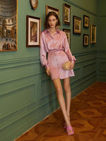 Load image into Gallery viewer, Suvi Silk Blend Shirt Dress- Pink
