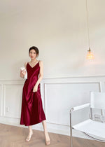 Load image into Gallery viewer, Ruby Slip Midi Dress in Red
