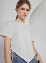 Load image into Gallery viewer, Zig Zag Hem Shirring Tee in White
