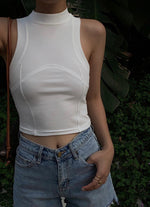 Load image into Gallery viewer, Cameo Panel Tank Top in White
