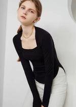 Load image into Gallery viewer, Square Neck Long Sleeve Top in Black
