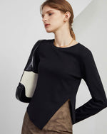 Load image into Gallery viewer, Left Slit Long Sleeve Top in Black
