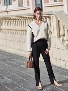 Zena Split Hem Tailored Trousers - Black