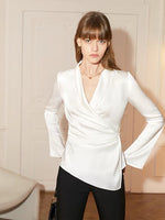 Load image into Gallery viewer, Ari Long Wrap Shirt- White
