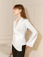 Load image into Gallery viewer, Ari Long Wrap Shirt- White
