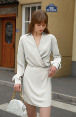 Load image into Gallery viewer, Shaya Wrap Shirt Dress- Grey Beige

