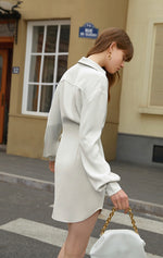 Load image into Gallery viewer, Shaya Wrap Shirt Dress- Grey Beige
