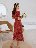 Load image into Gallery viewer, Holly Floral Sweetheart Dress in Red
