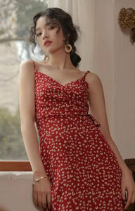Begonia Floral Cami Dress in Red