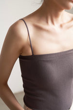 Load image into Gallery viewer, Padded Ribbed Camisole Top in Mauve
