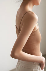 Load image into Gallery viewer, Padded Ribbed Camisole Top in Latte
