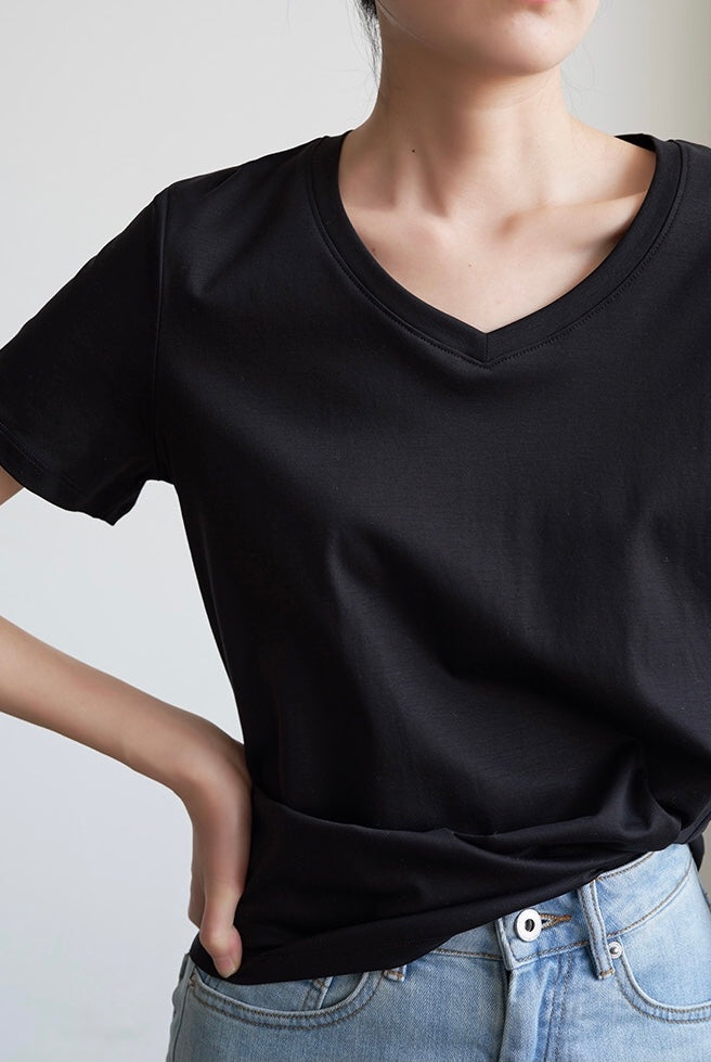 Classic V Neck Tee in Black