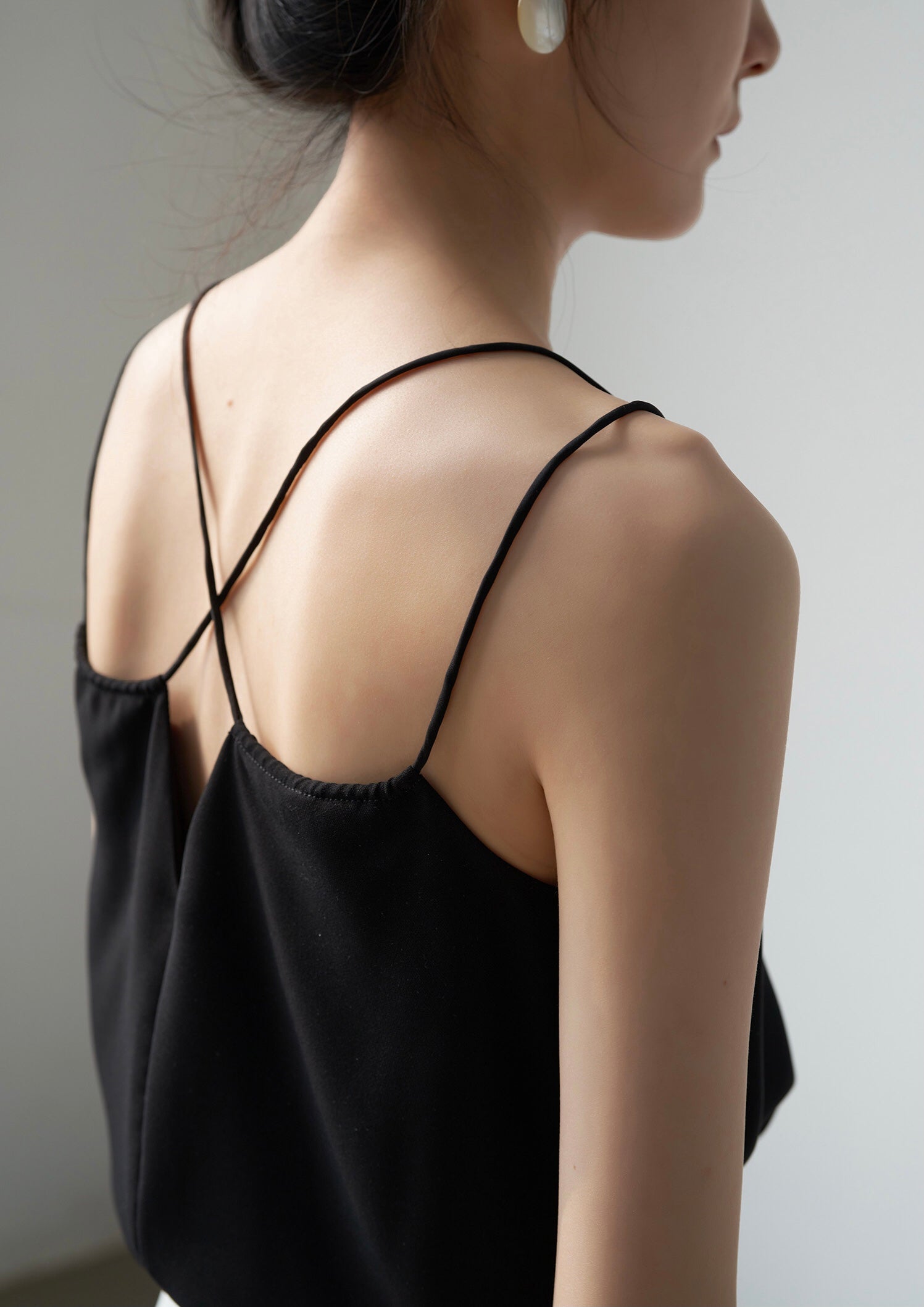 Double Strap Cross Back Camisole in Black