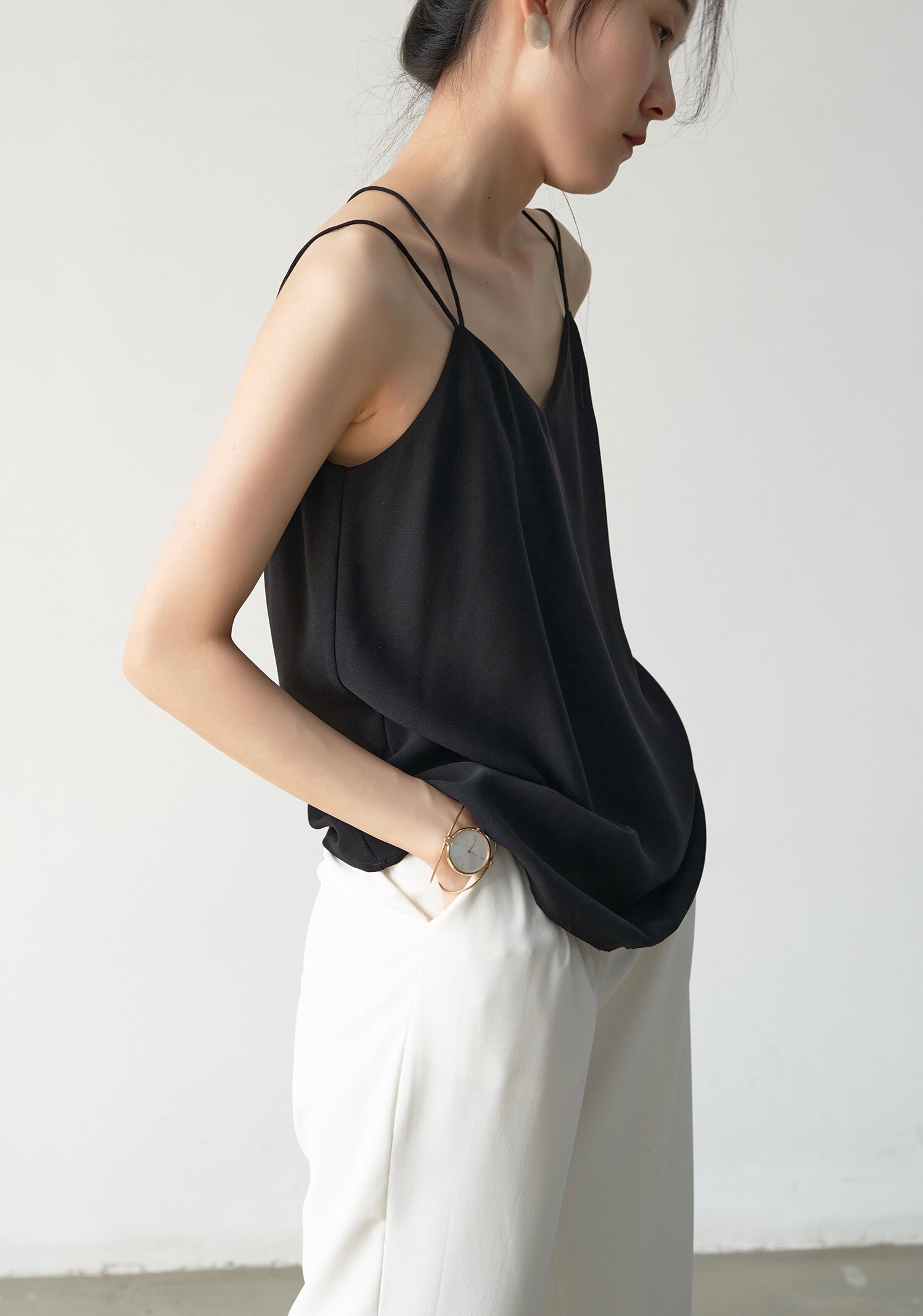 Double Strap Cross Back Camisole in Black