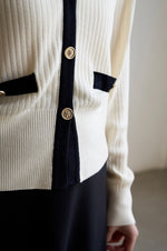 Load image into Gallery viewer, Contrast Edge Cardigan in Cream
