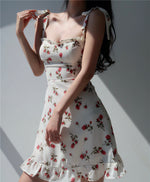 Load image into Gallery viewer, Poppy Floral Tie Strap Mini Dress in White
