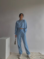 Load image into Gallery viewer, Pique Cropped Sweater - Blue
