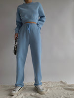 Load image into Gallery viewer, Pique Cropped Sweater - Blue

