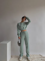 Load image into Gallery viewer, Pique Cropped Sweater -Mint

