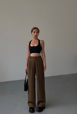 Load image into Gallery viewer, In The Shadows Tailored Straight Leg Trousers - Brown
