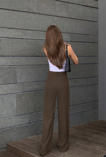 Load image into Gallery viewer, In The Shadows Tailored Straight Leg Trousers - Brown
