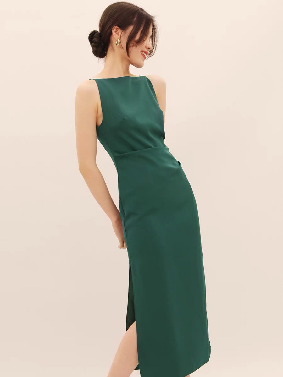 Arya Cami Midi Dress in Emerald