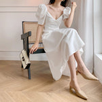 Load image into Gallery viewer, Starry Puff Sleeve Dress in White
