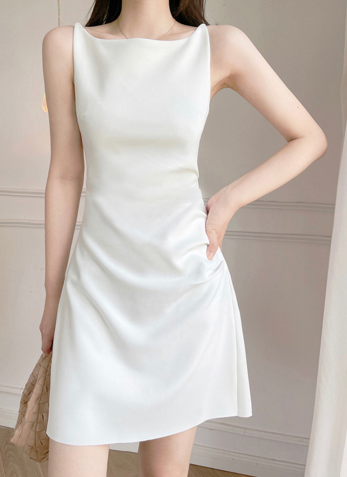 Norfolk Cami Mini Dress in White